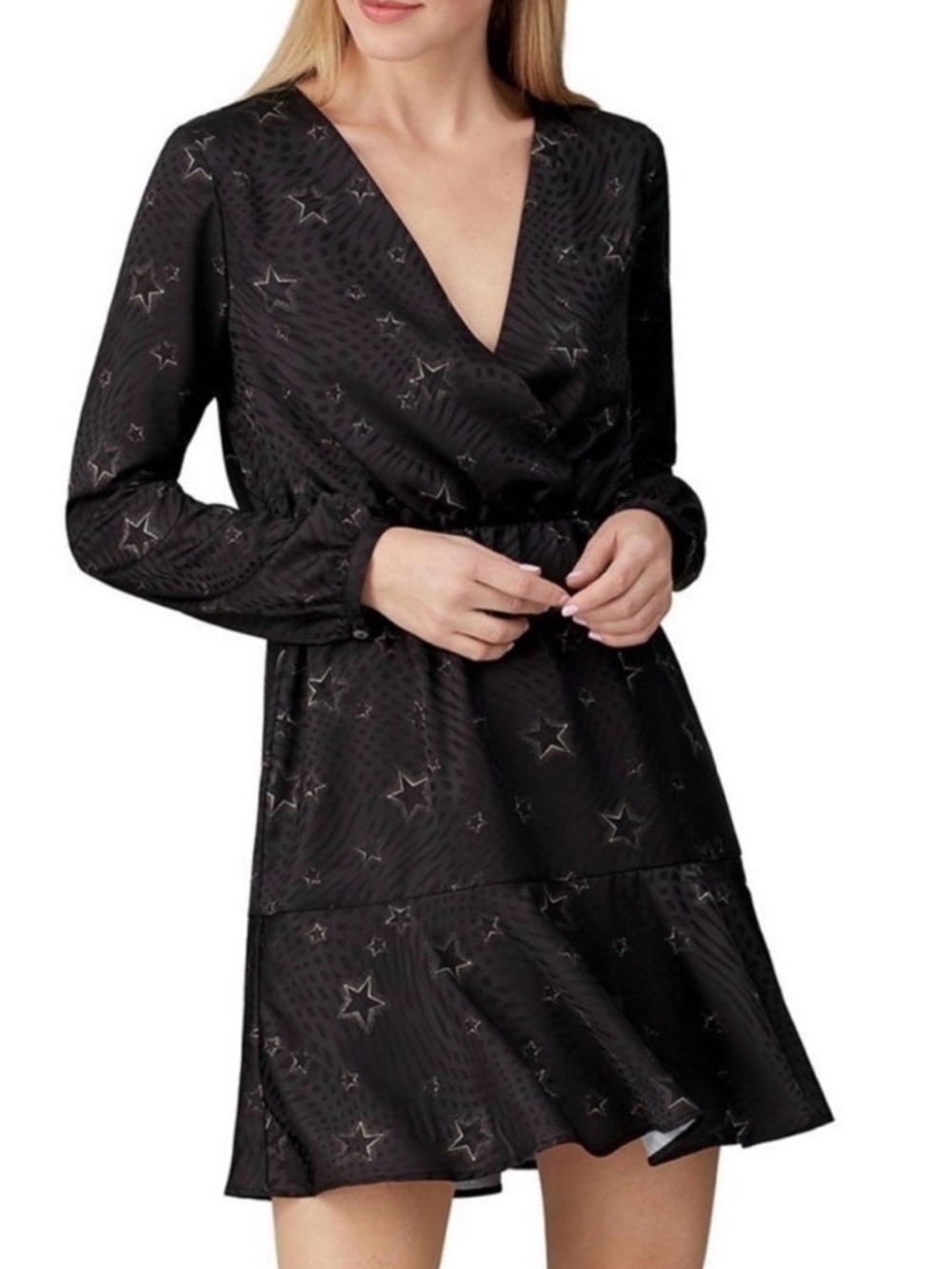 Slate and Willow Star Printed Faux Wrap Dress
